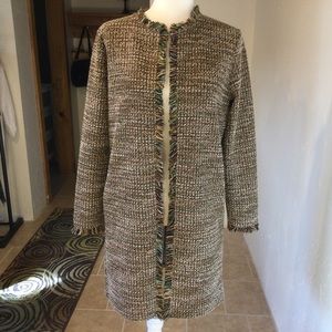Zara Fringe sparkle tweed cardigan Size S